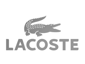 Logotipo de Lacoste en escala de grises con el icónico cocodrilo.