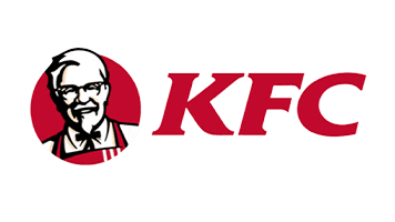 Logotipo de KFC con el retrato del Coronel Sanders y texto en color rojo.
